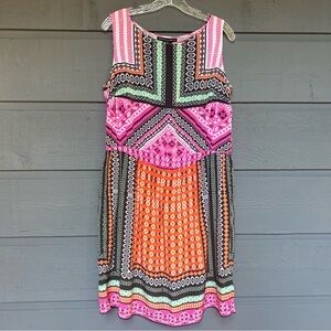 HEMANT & NANDITA GEOMETRIC PATTERN SLEEVELESS DRESS  SIZE LARGE